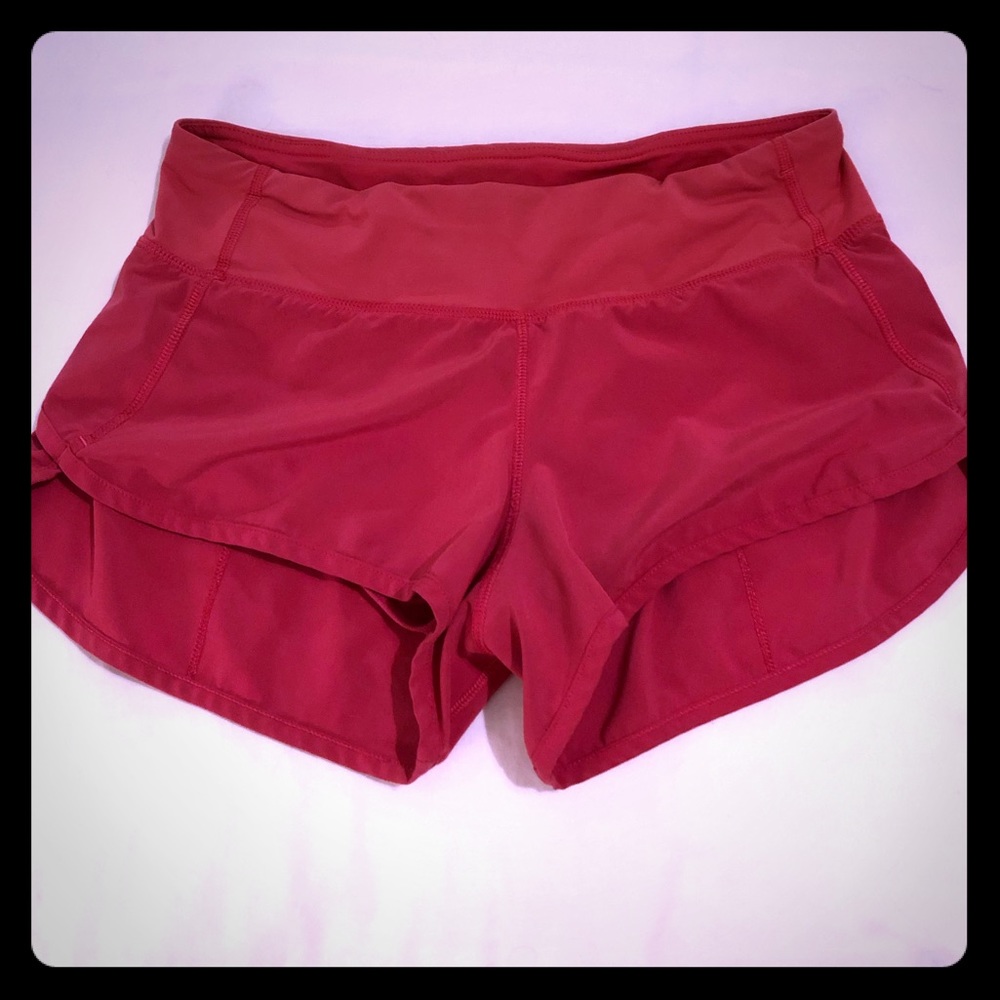 Lululemon Speed Shorts Sz 4, Pinkish/Red 2.5”